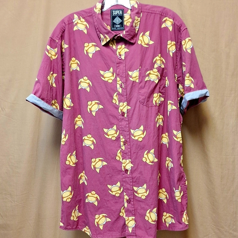 Super Massive Sumo Wrestler Cotton Button-up Shirt Men's XL